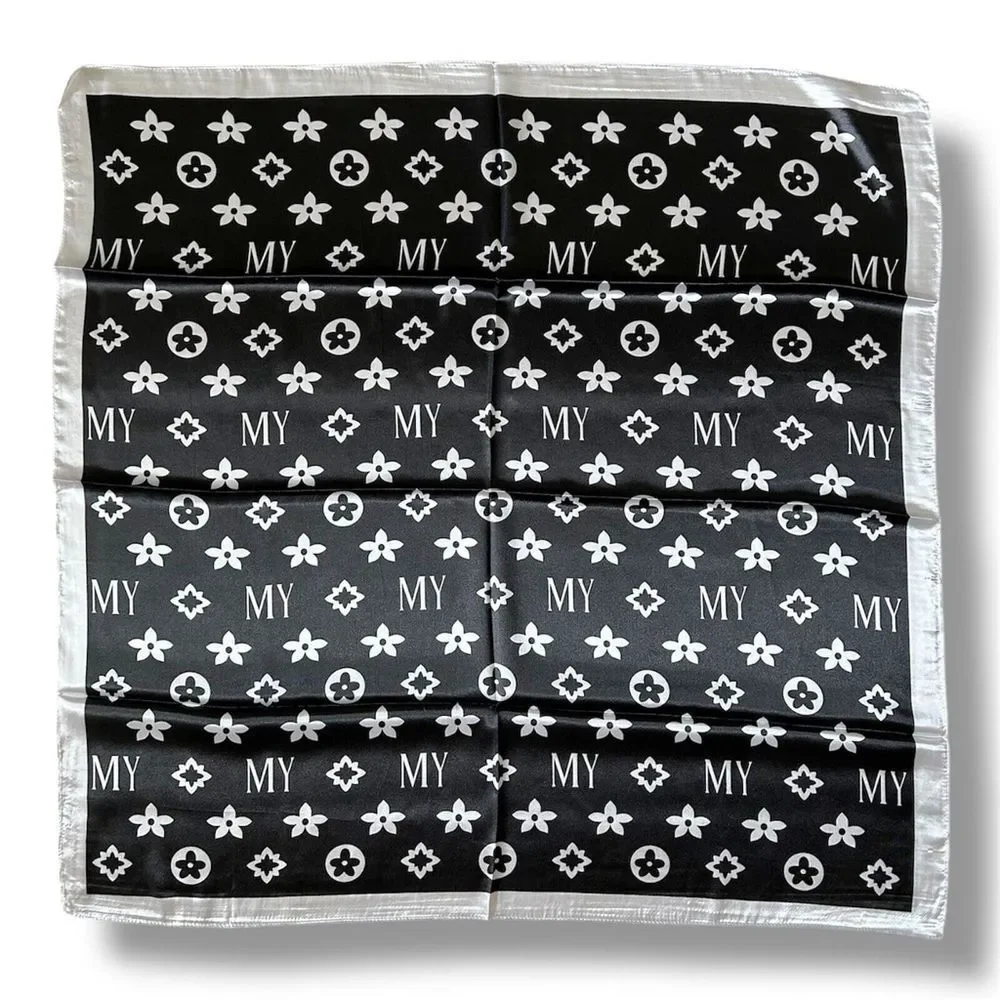 Black & White Square Scarf 35” X 35” Women Scarve Elegant Fashion Headscarf